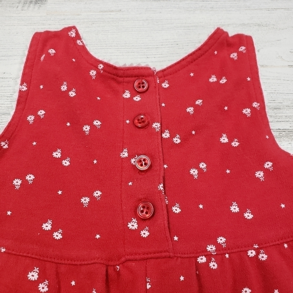 Cotton Baby Girls Red White Floral Overalls Size 12m - Picture 5 of 6
